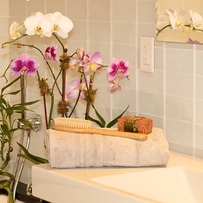 Mosobam Luxury Turkish Bath Towels 30X58 Light Grey (Gray) Oversize 700 GSM Bamboo Viscose & Aegean Turkish Combed Cotton