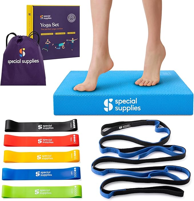 SPECIAL SUPPLIES Balance Board and Yoga Strap Set for Stretching, Stability Training, Fitness, Flexibility, Physical Therapy, Home Workout Equipment, Strength Training, and Pilates