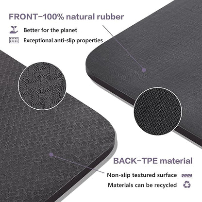 UMINEUX Extra Thick Yoga Mat, 2/5 Inch (10MM), Natural Rubber and TPE Non Slip Yoga Mats with Strap for Women Men, Eco Friendly Exercise Mat for Yoga, Pilates and Home Workout