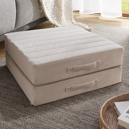Codi Thick Replacement Couch Cushions 2 Sets, Upholstery Foam with Washable Covers for Sofa Cushion Chair Meditation - 24 × 24 × 5 Inch, High Density Foam, Ivory