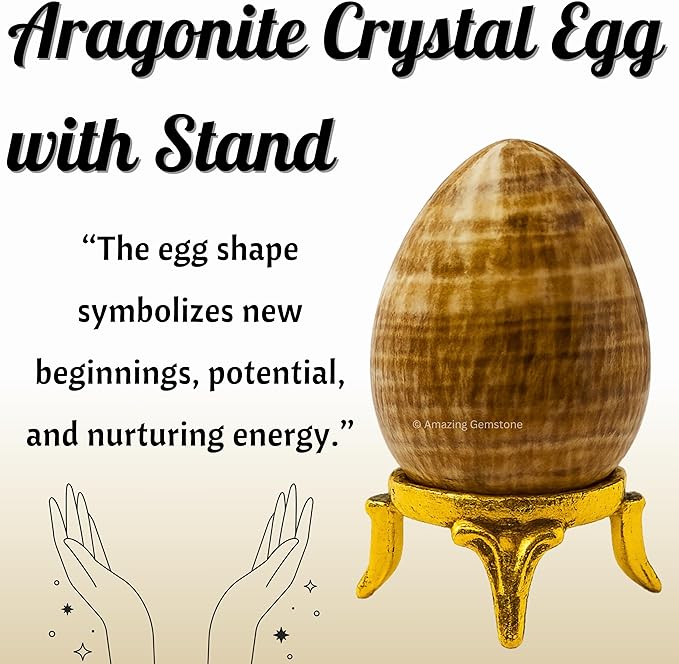 Amazing Gemstone Aragonite Crystal Yoni Egg, 2 Inches - Premium Crystals and Healing Stones Yoni Egg for Pelvic Floor Health, Natural Healing Crystal Eggs for Meditation and Stress Relief