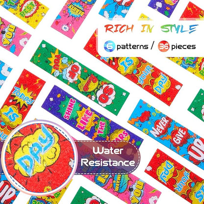 36 Pcs Anxiety Sensory Stickers Mental Health Stickers Fidget Textured Strips Toys Adhesive Tactile Calm Relief Items for Adults Desk School Counselor Classroom(Hero Style)