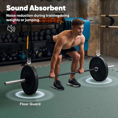 Home Gym Mat, Puzzle Exercise Mat, EVA Interlocking Foam Floor Tiles for Home Workout Equipment and Kids' Play Areas -, 24 in x 24 in x ½ in, Green 36 Tiles