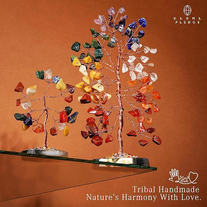 7 Chakra Tree of Life Healing Crystals & Stones, Pack of 2 Crystal Tree for Positive Energy, Wealth, Feng Shui Decor for Home and Office Desk Decoration, Good Luck Birthday Gifts for Women, Mom