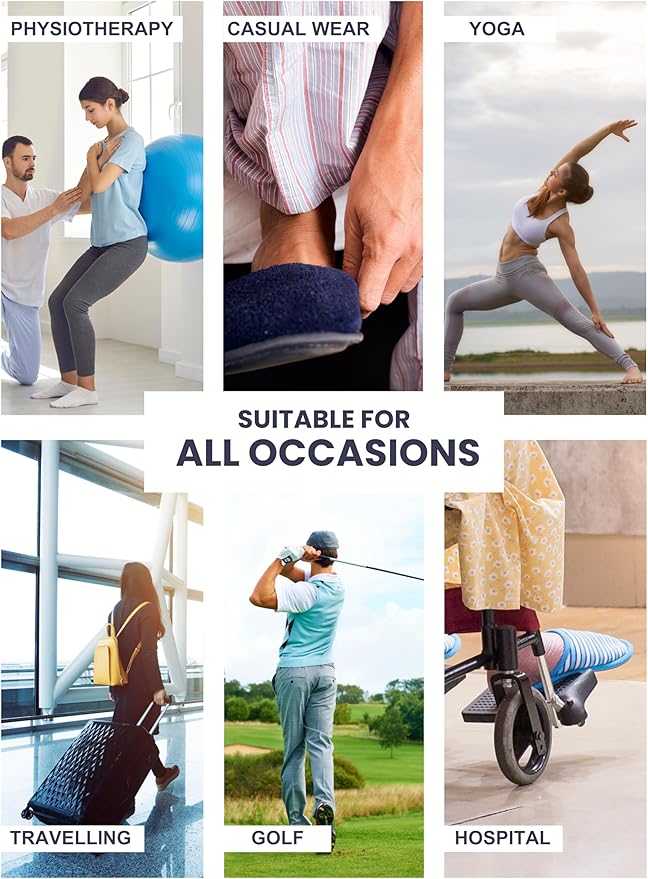 Anti Skid Non Slip Slipper Socks Men Grippy Socks Woman Yoga Pilates Barre Hospital Old Age | 2 Pairs, L/XL/XXL