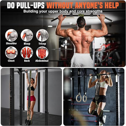 SERTT Pull Up Assistance Bands 300lbs, Adjustable Pull Up Bands with 4 Heavy Duty Resistance Bands for Pull Ups, All-in-one Exercise Bands for Pull Up Assist and Resistance Training
