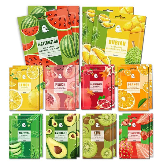 Face Masks Skincare,Hydrating Sheet Masks,Collagen Night Wrapping Mask,Facial Mask for Men&Women,with Collagen Essence and Fruit Extracts,Nourishing and Moisturizing for All Skin Types 20 Pack B12