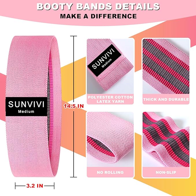 Resistance Bands for Working Out, Fabric Loop Exercise Bands for Legs and Butt, Workout Bands Set for Women and Men, 3 Booty Bands for Yoga, Pilates and Fitness