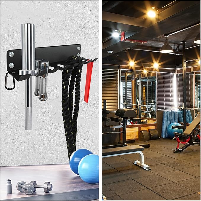 Home Gym Storage - Heavy-Duty Barbell Holder, Kettlebells, Weight Bar, Workout Rack Equipment, Foam Roller, Jump Rope, Resistance Band