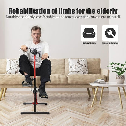 Rehabilitation Exercise Bike for AMS & Legs - Compact Home Physiotherapy Machine with Resistance Tension, 60kg Capacity - Upper/Lower Limb Recovery Trainer for Elderly Red Black
