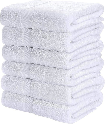 Utopia Towels 6 Pack Small Bath Towel Set, 22 by 44 Inches, 500 GSM 100% Ring Spun Cotton, Lightweight and Highly Absorbent Quick Drying Premium Towels for Hotel, Spa and Bathroom, White
