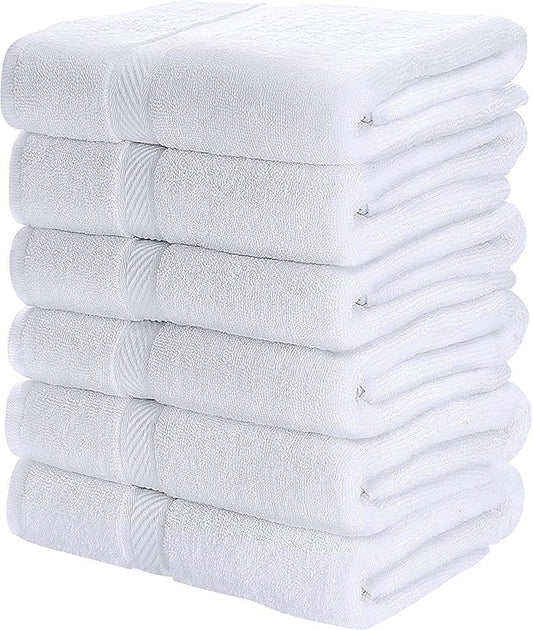 Utopia Towels 6 Pack Small Bath Towel Set, 22 by 44 Inches, 500 GSM 100% Ring Spun Cotton, Lightweight and Highly Absorbent Quick Drying Premium Towels for Hotel, Spa and Bathroom, White