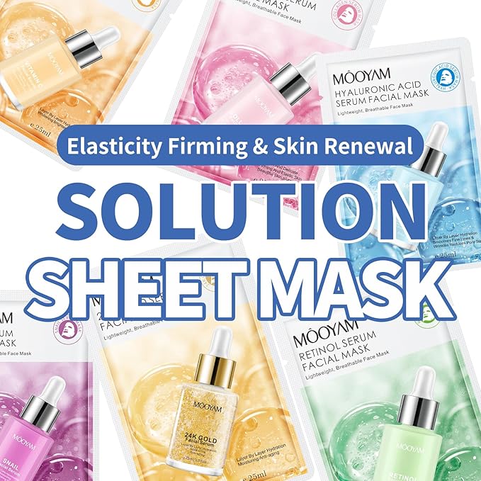 6 Pack Face Masks Skincare for Women, Hydrating & Nourishing Facial Masks for All Skin Types, Gentle Face Masks for Sensitive Skin, Bulk Spa Facial Mask Gift Set