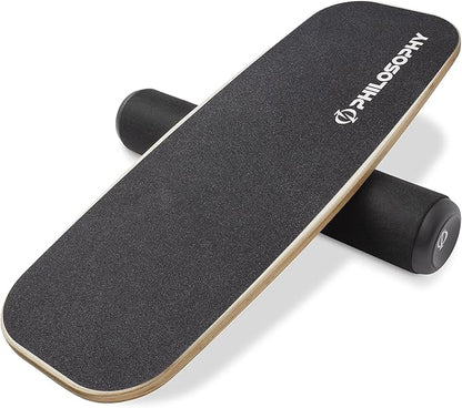Philosophy Gym Balance Board - Wooden Balance Trainer with Adjustable Stoppers