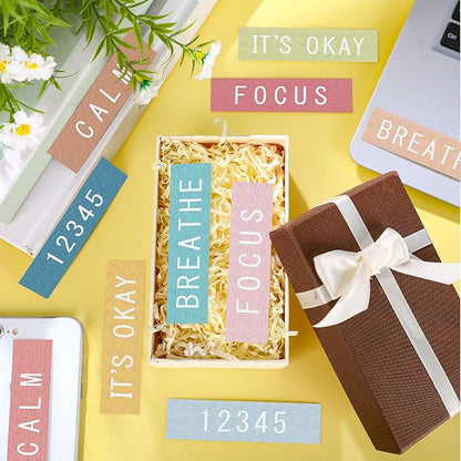 Crtiin 50 Pieces Anxiety Sensory Stickers for Anxiety Relief Items Mental Health Stickers Fidget Textured Strips for Office Classroom Desk Relieve Adult Stress(Casual Style)