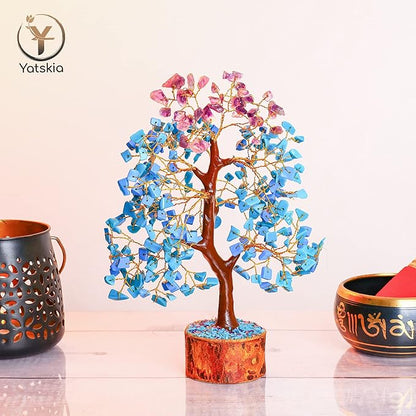 YATSKIA Amethyst and Turquoise Crystal Tree, Gemstone Tree Home and Office Decor, Good Luck Gifts, Crystals Decor, Housewarming Gifts