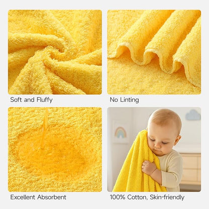 REDKISS Luxury Bath Towel Set of 4, 100% Cotton 900 GSM Premium Bathroom Towels, Ultra Soft, Highly Absorbent & Quick Dry Bath Sheets, No Shedding, Hotel & Home Spa Towel Sets for Adults - Yellow