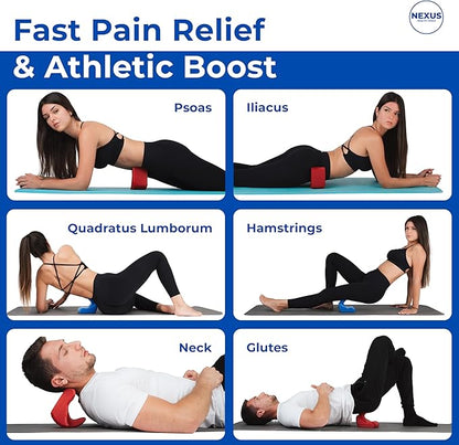 Core Nexus - Rotating Psoas & Iliacus Release Tool | Hip Flexor Mobility | All-in-One Lower Back, Sciatica & Hip Pain Relief | Muscle Recovery | Performance Enhancement | Deep Tissue Massage | Red