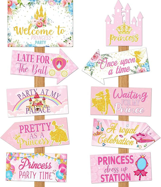 Epakh 20 Pieces Party Decorations Welcome Sign Decorations Sign for Birthday Baby Shower Party Supplies(Princess)