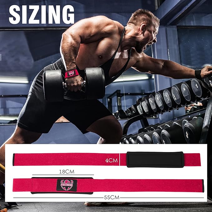 FIGHTSENSE Lifting straps for weightlifting, Gym wrist straps for men women, Neoprene Padded Cotton Weightlifting Straps for Bodybuilding, Powerlifting, Deadlifting and strength training