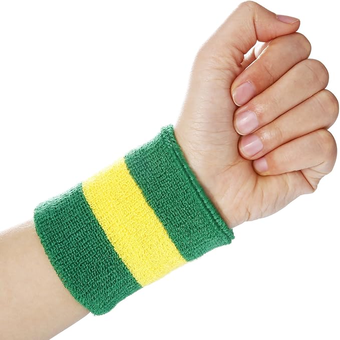 WILLBOND 3 Pcs Sweatbands Set 80s 90s Neon Sports Headband Tennis Striped Sweat Band Sports Competitions Games for Men Women Party Supplies