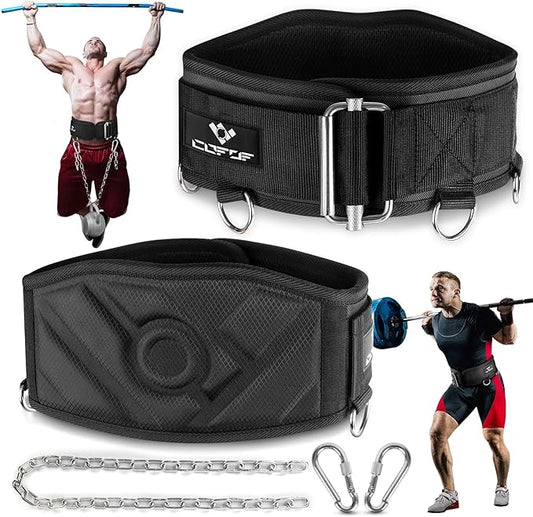 3-in-1 Weighted Pull Up Belt for Men, Weight Lifting Dip Belt with 40.6 IN Chain & Self Locking, Weighted Gym Belt for Pull Up, Squat, Powerlifting & Deadlift, Capacity Up to 350 LBS