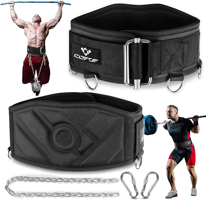 3-in-1 Weighted Pull Up Belt for Men, Weight Lifting Dip Belt with 40.6 IN Chain & Self Locking, Weighted Gym Belt for Pull Up, Squat, Powerlifting & Deadlift, Capacity Up to 350 LBS
