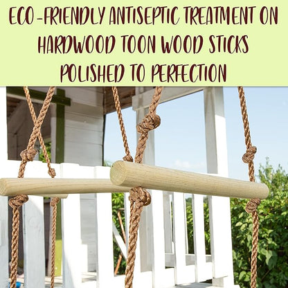 Rickety Bridge Rope Ladder - Ninja Slack line Accessories - Backyard Obstacle Course Accessories for Ninja Warrior Training - Rope Bridge Skip for Kids