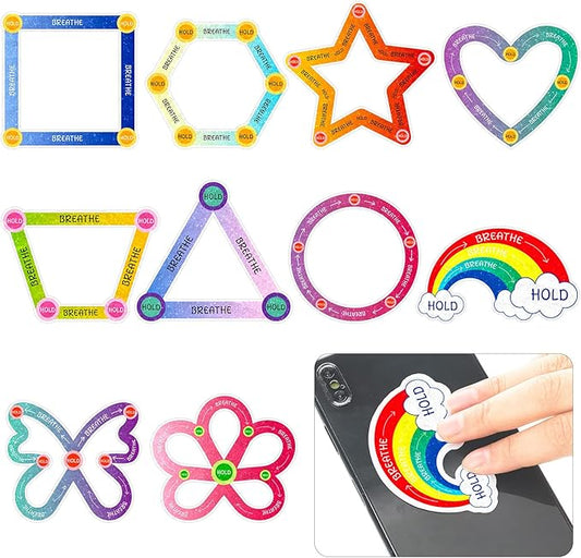 Crtiin 50 Pieces Anxiety Sensory Stickers for Anxiety Relief Items Mental Health Stickers Fidget Textured Strips for Office Classroom Desk Relieve Adult Stress(Cute Style)