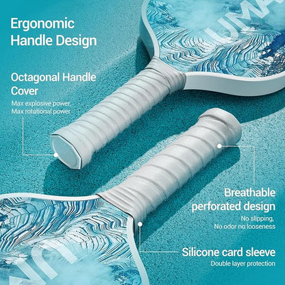 UMAY Fitness Pickleball Paddles Set of 2, USAPA Approved Fiberglass Surface Pickleball Rackets with 6 Indoor & Outdoor Pickleball Balls, Pickleball Bag and 2 Grip Tapes for Beginners Pros Men Women