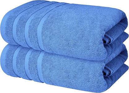 Infinitee Xclusives 100% Cotton Luxury Bath Towels Set of 2 (27x54 Inches) (Eloquent Blue, Bath Towels - Pack 2)