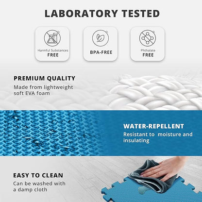 bemaxx Gym Mats Set - 18 pcs EVA Interlocking Foam Floor Tiles (12.6"x12.6"x0.4") 18sqft Protective Gym Flooring Sports Home Workout Exercise Mats Puzzle Garage Fitness Play-Room Garage Pool Treadmill