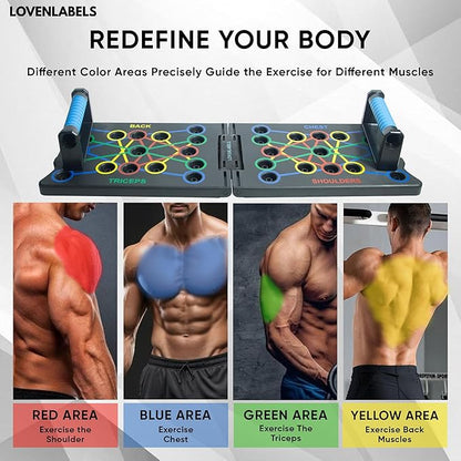 Foldable Push-up Board | Workout Equipment for Strength Training & Bodyweight Exercises | Fitness Equipment for Men & Women | Portable Exercise Equipment for Home Gym & Calisthenics