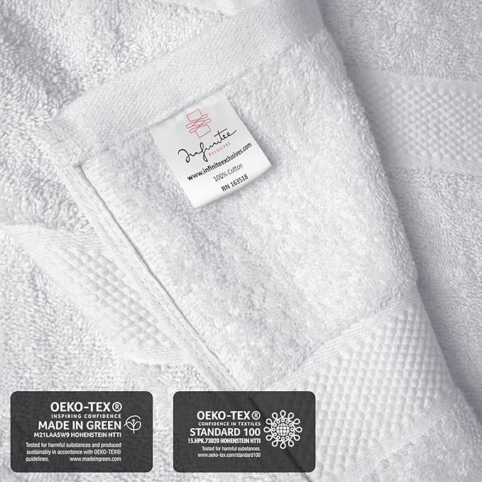Infinitee Xclusives– Luxury Bath Sheets Towels – 2 Pack 600 GSM (35X70 Inches)– 100% Ring Spun Cotton Large Bath Towels for Bathroom (Brilliant White, Bath Sheet Pack of 2)