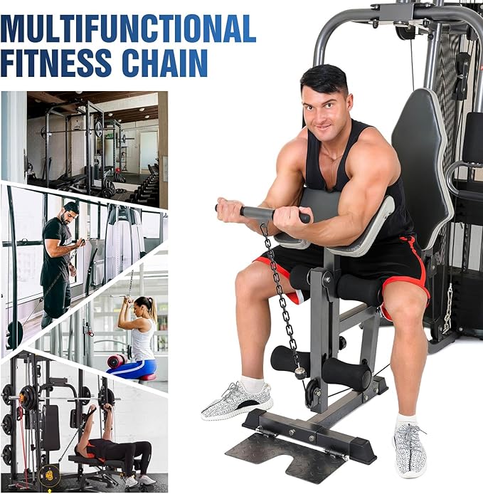 Fitness Chain, Weight Lifting Chain, 304 Stainless Steel Exercise Cable Machine Extension, LAT Pulldown Bar Extension Attacment for Home Gym