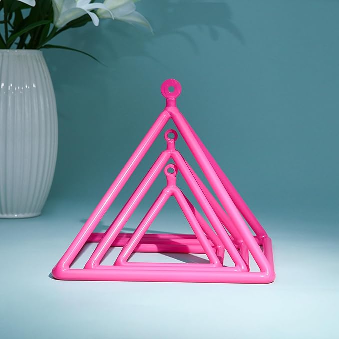 TOPFUND 10" Pink Crystal Singing Pyramid Sound Therapy Instrument with Carrying Case and Quartz Suede Mallet