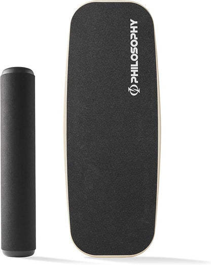Philosophy Gym Balance Board - Wooden Balance Trainer with Adjustable Stoppers