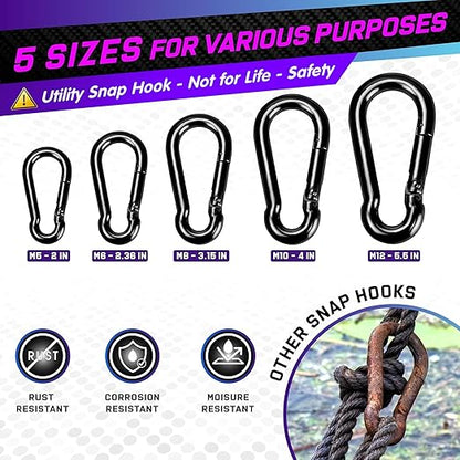 2Pcs 5.5In Spring Snap Hooks 1000LBS Capacity, Utility Hook Clip, Heavy Duty Rope Connector, Quick Link Snap Hooks for Indoor & Outdoor, Hanging, Camping, Fishing
