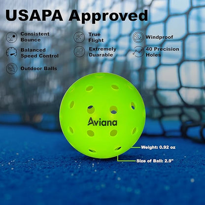 Pickleball Balls 40 Holes Premium Outdoor Pickleball Balls | 3, 6,12 Packs USAPA Approved Tournament and Competition Ball | Consistent Bounce, Suitable for All Competition Neon