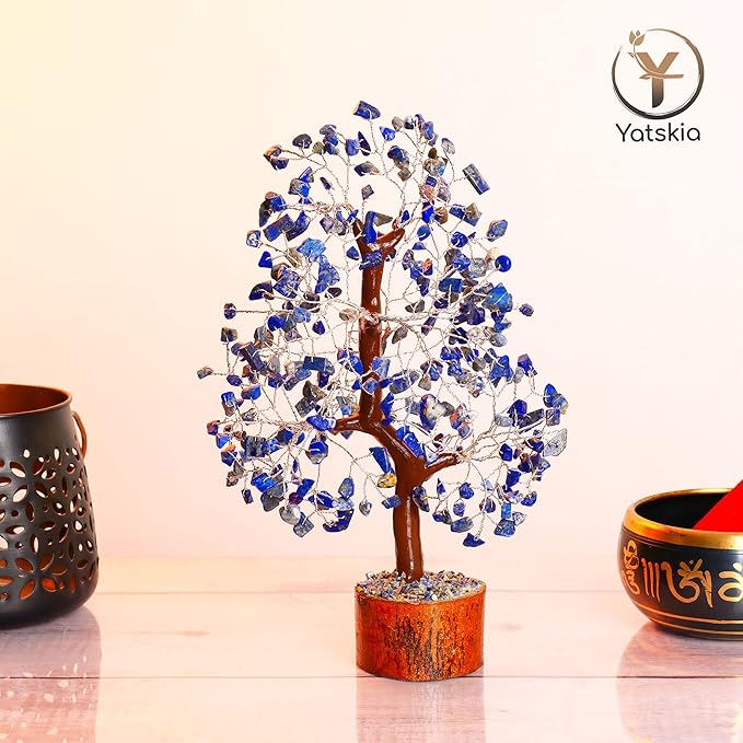 YATSKIA Lapis Lazuli Crystal - Crystal Tree - Feng Shui Decor - Tree of Life - Meditation Accessories - Desk Decorations, Spirtual Things, Good Luck Gifts