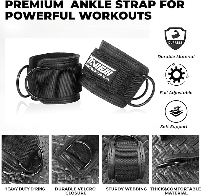 TAVIEW Ankle Straps Cable Machine Attachment for Gym - Cable Kickback Ankle Straps - Padded Ankle Cuffs for Glute Kickbacks and Leg Workouts