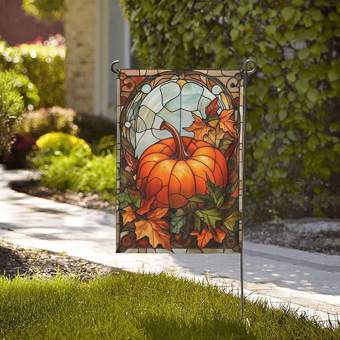 Pumpkin Fall Garden Flag 12x18 In Double Sided Yard Flags Lawn Sign Decor No Flagstand
