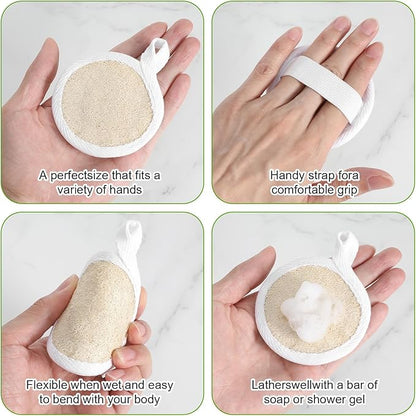 6 Pcs Facial Loofah Pads,Natural Face Loofah for Face and Body, Gentle Exfoliating Loofahs Sponge Pads for Women & Men, Reusable Shower & Bath Skin Care Tool