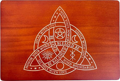 Altar Table, Meditation Table, Small Altar Table, Wooden Witch Altar, Wiccan Alter Table, Buddhist Shrine, Engraved Triquetra （The Celtic Trinity Knot） on Table Top, 12 × 8 inches