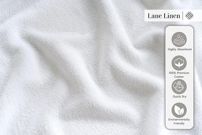 LANE LINEN 6 Pack Hand Towels (16"x28") - Spa & Hotel Quality - 100% Cotton, Ring Spun - Quick Dry, Ultra Soft & Absorbent - Used for Salon, Gym, Bathroom, Beauty - Pre Shrunk - White Hand Towels Set