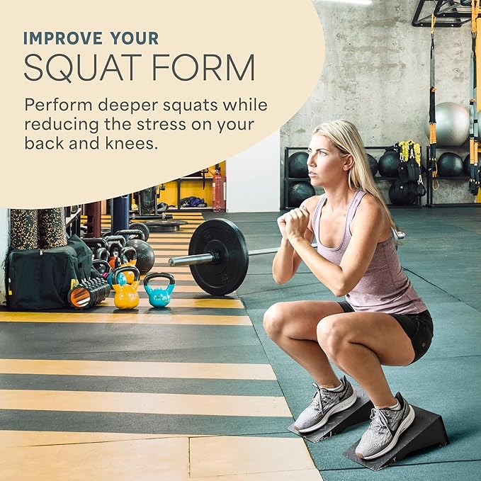 Lifepro 2pcs Metal Squat Wedge Block Non-Slip Squat Wedge with Resistance Band, Slant Board 1200 lbs Calf Stretcher Elevated Squat Tool for Squat and Stretching Exercises (Large 13.7")