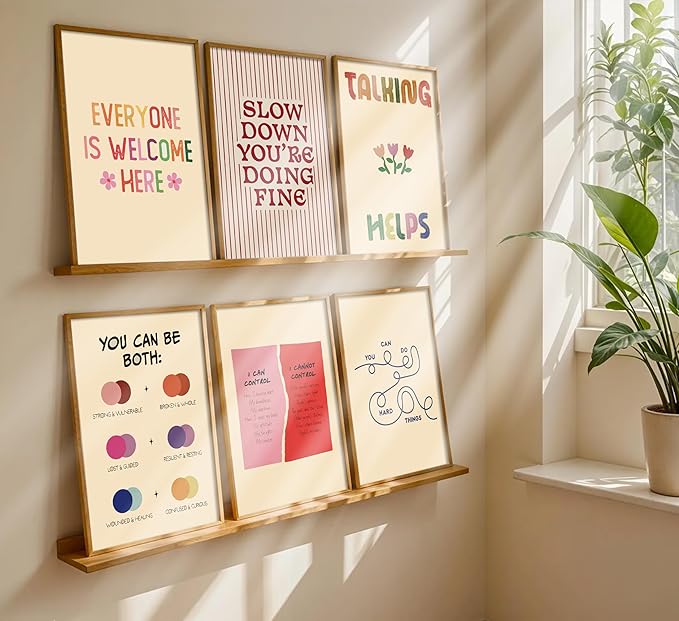 Mental Health Wall Art Therapy Office Psychology Wall Decor Self Care Quote Painting Picture Anxiety Relief Poster Calming Corner Prints Artwork for Office Home Studio Bedroom Living Room Home Decor (12*16)