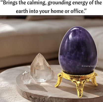 Amazing Gemstone Lepidolite Crystal Yoni Egg, 2 Inches - Premium Crystals and Healing Stones Yoni Egg for Pelvic Floor Health, Natural Healing Crystal Eggs for Meditation and Stress Relief