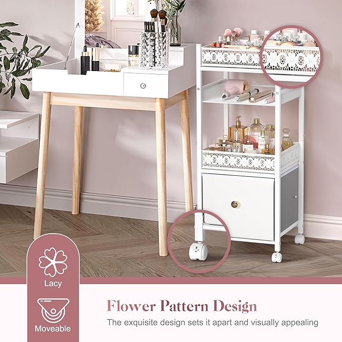 Makeup Organizer, Large Skincare Organizers, Make Up Organizers for Vanity, Makeup Storage Cosmetic Organizer with Drawer, Bathroom Vanity Organizer Makeup Holder Cart for Skin Care Hair Tool Beauty