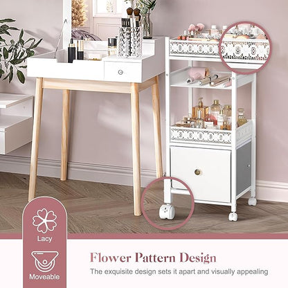 Makeup Organizer, Large Skincare Organizers, Make Up Organizers for Vanity, Makeup Storage Cosmetic Organizer with Drawer, Bathroom Vanity Organizer Makeup Holder Cart for Skin Care Hair Tool Beauty